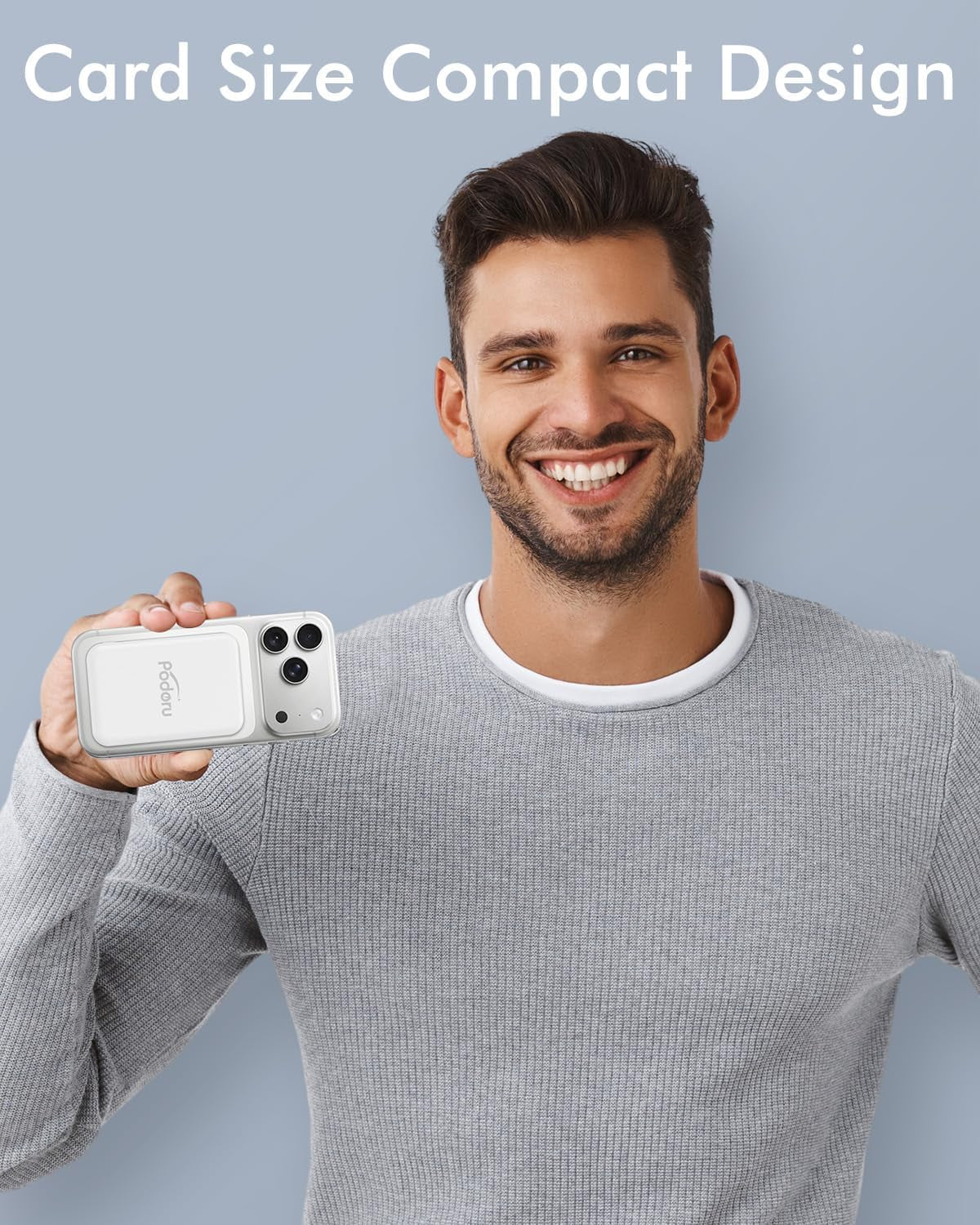 for Magsafe Battery Pack, 5000Mah Magnetic Power Bank with Type-C Cable 20W PD Fast Charging Lighting Input Wireless Portable Charger for Iphone 17/16/15/14/13/12/ All Series-Snow White